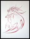 Fire rooster graphic drawing