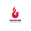 Fire rooster logo design flame chicken illustration
