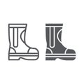 Fire rubber boots line and glyph icon, fireman and clothes, firefighter boots sign, vector graphics, a linear pattern on Royalty Free Stock Photo