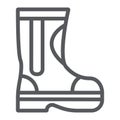 Fire rubber boots line icon, fireman and clothes, firefighter boots sign, vector graphics, a linear pattern on a white Royalty Free Stock Photo