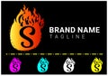 Fire S letter logo and icon design template Royalty Free Stock Photo