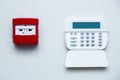 Fire safety button in a red box. Royalty Free Stock Photo