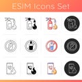 Fire safety and firefighting icons set