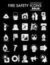 Fire safety glyph icon set, emergency symbols collection, vector sketches, logo illustrations, alarm signs solid Royalty Free Stock Photo