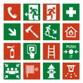 Fire safety icon, security, alarm signs and signals