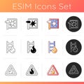 Fire safety icons set