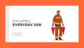 Fire Safety Landing Page Template. Fireman Profession, Firefighter Job, Fire Fighter in Uniform and Helmet Carry Buckets