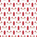 Fire safety seamless pattern. Vector fire hydrant and axes background Royalty Free Stock Photo