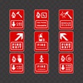 Fire safety set sign and symbol graphic design vector illustration Royalty Free Stock Photo