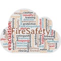 Fire safety word cloud. Fire safety is a set of practices to reduce destruction caused by fire. Royalty Free Stock Photo