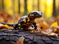 Fire salamander on forest floor