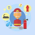 Fire Senior Man Firefighter Worker Icon