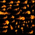 Fire set isolated on a black background Royalty Free Stock Photo
