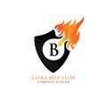 Fire shield B Letter Logo