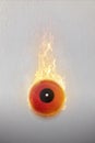 Fire by short circuit with manual fire alarm safety system Royalty Free Stock Photo