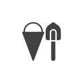 Fire shovel and bucket vector icon