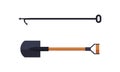 Fire Shovel and Pike Pole or Hook as Firefighting Equipment Vector Set