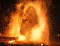 Fire show amazing at night. Royalty Free Stock Photo