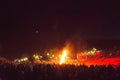Fire show on folk holiday in Nemirintsy, Ukraine on July 6, 2019
