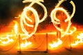 Fire show, juggling flaming torches Royalty Free Stock Photo