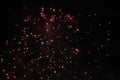 Fire show. Night background. Fireworks. Firework. Holiday of Christmas and New Year in bright red and blue stars of colorful Royalty Free Stock Photo