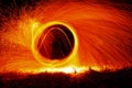 Fire show at night Royalty Free Stock Photo