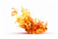 Fire is shown with white background and red and yellow flame. Generative AI Royalty Free Stock Photo