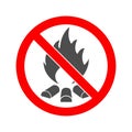 Fire.A sign forbidding the making of a fire. Flat style