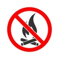 Fire.A sign forbidding the making of a fire. Flat style