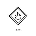 Fire sign icon. Trendy modern flat linear vector Fire sign icon Royalty Free Stock Photo