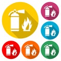 Fire sign vector, Fire extinguisher icon, color icon with long shadow Royalty Free Stock Photo