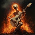 Fiery Skeleton Guitarist: Realistic Fantasy Artwork For Halloween