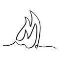 simple vector fire, line art continuous, doodle hand draw Royalty Free Stock Photo
