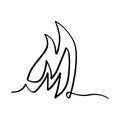 simple vector fire, line art continuous, doodle hand draw Royalty Free Stock Photo