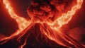 fire in the sky A volcanic eruption unleashing a fire lord from the magma, with a fierce expression and a bright