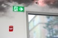 smoke activates the alarm and smoke detector in the office room Royalty Free Stock Photo