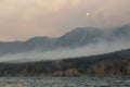 Fire and Smoke Around Lake Baikal, Siberia, Russia Royalty Free Stock Photo