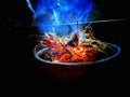 Fire and smoke - complementary to each other Royalty Free Stock Photo