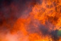 Fire and smoke from furniture burning in conflagration Royalty Free Stock Photo
