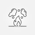 Fire with Smoke outline vector concept icon or sign