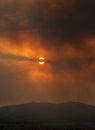Fire smoke over Athens in the sunset Royalty Free Stock Photo