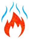 Fire with Smoke Polygonal Lowpoly Flat Icon Royalty Free Stock Photo
