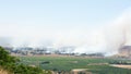 Fire and smoke - war in Syria near Israeli border Royalty Free Stock Photo