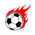 Fire soccer ball. Flame football. Emblem game sport team