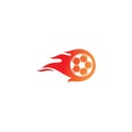Fire Soccer ball icon. Logo vector illustration Royalty Free Stock Photo