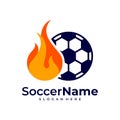 Fire Soccer logo template, Football logo design vector Royalty Free Stock Photo