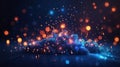 fire sparkles glow in dark blue bokeh background Royalty Free Stock Photo