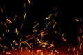 Fire sparks in the air near the forge Royalty Free Stock Photo