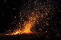 Fire sparks flying on black background Royalty Free Stock Photo
