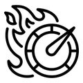 Fire speedometer icon, outline style Royalty Free Stock Photo